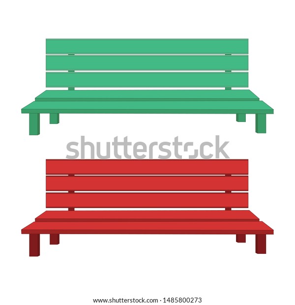 Green Red Park Benches Cartoon Vector Stock Vector Royalty Free
