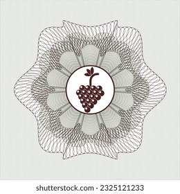 Green and Red passport emblem. with bunch of grapes icon inside