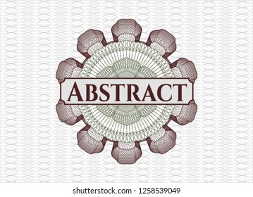 Green and Red passport money rosette with text Abstract inside