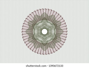 Green and Red passport money rosette. Vector Illustration. Detailed.