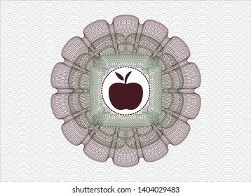 Green and Red passport money rosette with apple icon inside