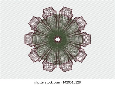 Green and Red passport money rosette. Vector Illustration. Detailed.