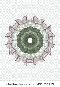 Green and Red passport money rosette. Vector Illustration. Detailed.