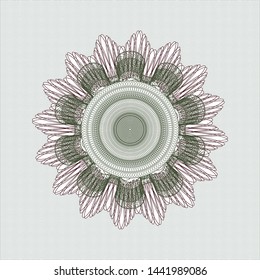 Green and Red passport money rosette. Vector Illustration. Detailed.