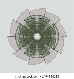 Green and Red passport money rosette. Vector Illustration. Detailed.
