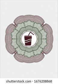 Green and Red passport money rosette with soda icon inside