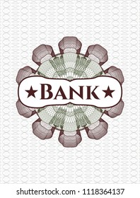 Green and Red passport money rossete with text Bank inside