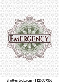 Green and Red passport money rossete with text Emergency inside