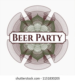 Green and Red passport money rossete with text Beer Party inside
