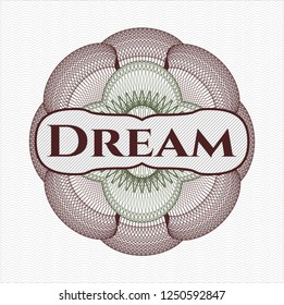 Green and Red passport money rossete with text Dream inside