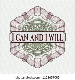 Green and Red passport money style rossete with text I can and i will inside