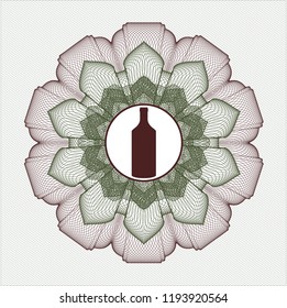 Green and Red passport money style rossete with bottle icon inside