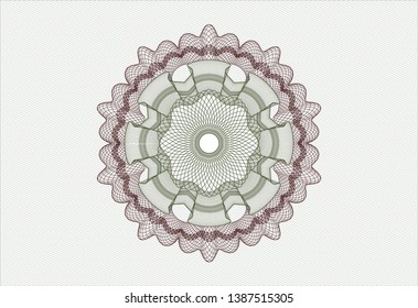 Green and Red passport money style rosette. Vector Illustration. Detailed.