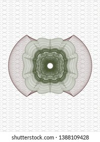 Green and Red passport money style rosette. Vector Illustration. Detailed.