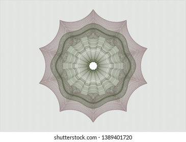 Green and Red passport money style rosette. Vector Illustration. Detailed.