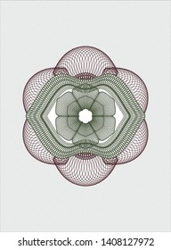 Green and Red passport money style rosette. Vector Illustration. Detailed.