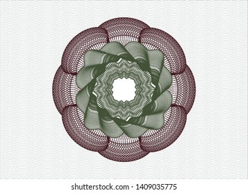 Green and Red passport money style rosette. Vector Illustration. Detailed.