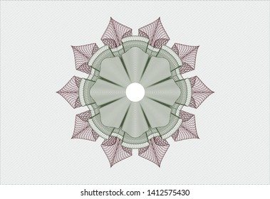 Green and Red passport money style rosette. Vector Illustration. Detailed.