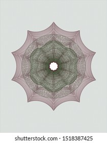 Green and Red passport money style rosette. Vector Illustration. Detailed.