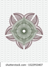 Green and Red passport money style rosette. Vector Illustration. Detailed.