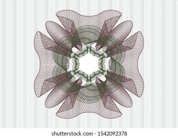 Green and Red passport money style rosette. Vector Illustration. Detailed.