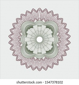 Green and Red passport money style rosette. Vector Illustration. Detailed.