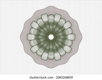 Green and Red passport money style rosette. Vector Illustration. Detailed. 