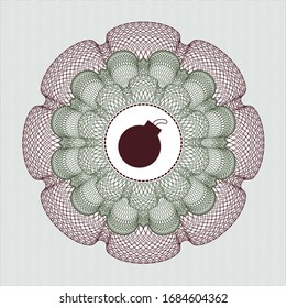 Rosette de pasaportes verde y rojo con icono de bomba dentro