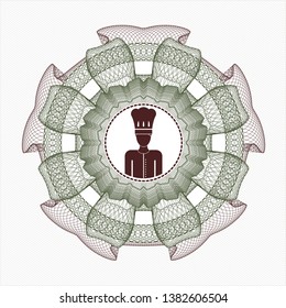 Green and Red passport rosette with chef icon inside