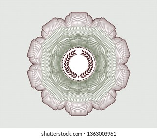 Green and Red passport rosette with laurel wreath icon inside