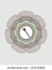 Green and Red passport rosette with magic stick icon inside