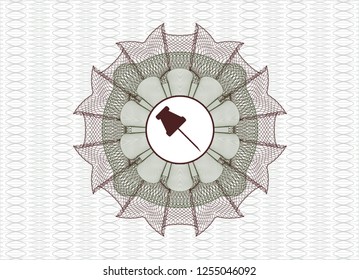 Green and Red passport rosette with paper pin icon inside
