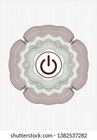 Green and Red passport rosette with power icon inside