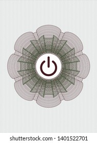 Green and Red passport rosette with power icon inside