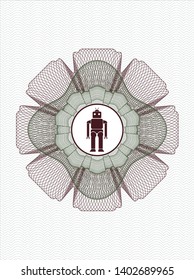 Green and Red passport rosette with robot icon inside
