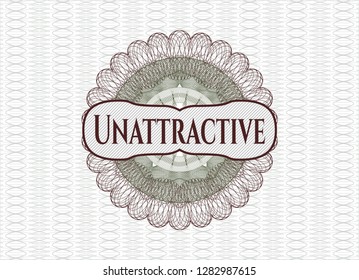 Green and Red passport rosette with text Unattractive inside