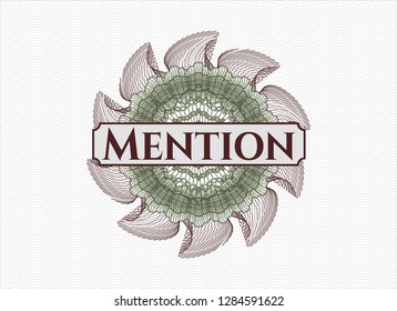 Green and Red passport rosette with text Mention inside