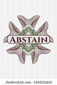 Green and Red passport rosette with text Abstain inside