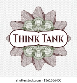Green and Red passport rosette with text Think Tank inside