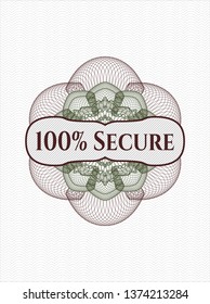 Green and Red passport rosette with text 100% Secure inside