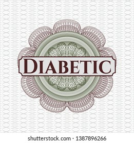 Green and Red passport rosette with text Diabetic inside