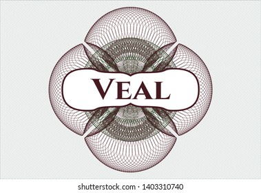 Green and Red passport rosette with text Veal inside