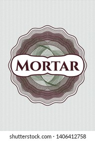 Green and Red passport rosette with text Mortar inside