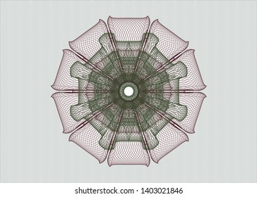 Green and Red passport rosette. Vector Illustration. Detailed.