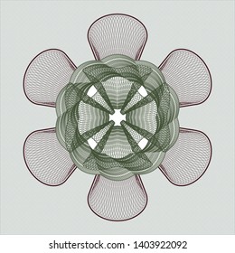 Green and Red passport rosette. Vector Illustration. Detailed.