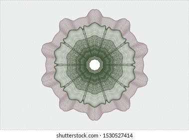 Green and Red passport rosette. Vector Illustration. Detailed.