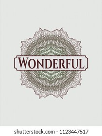 Green and Red passport rossete with text Wonderful inside