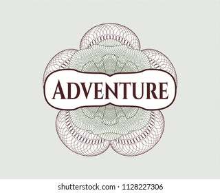 Green and Red passport rossete with text Adventure inside