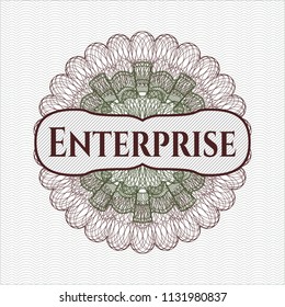 Green and Red passport rossete with text Enterprise inside