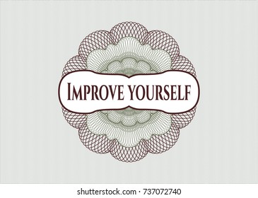 Green and Red passport rossete with text Improve yourself inside